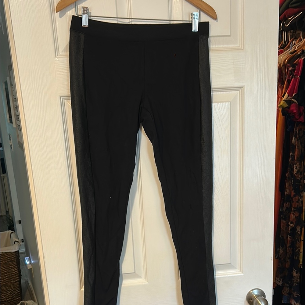 Black Leggings with Pleather Panels